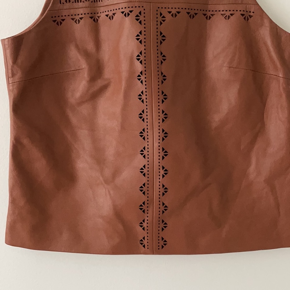 White House Black Market Leather Top Size 2 - Picture 5 of 8
